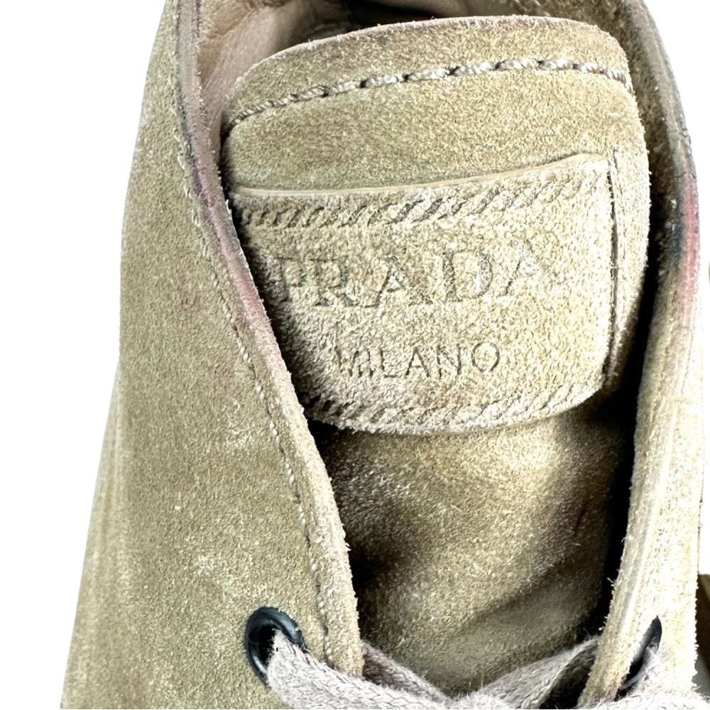 Prada women’s Tan Suede Rounded Toe Lace-Up Wedges Size: 38 - Picture 5 of 16